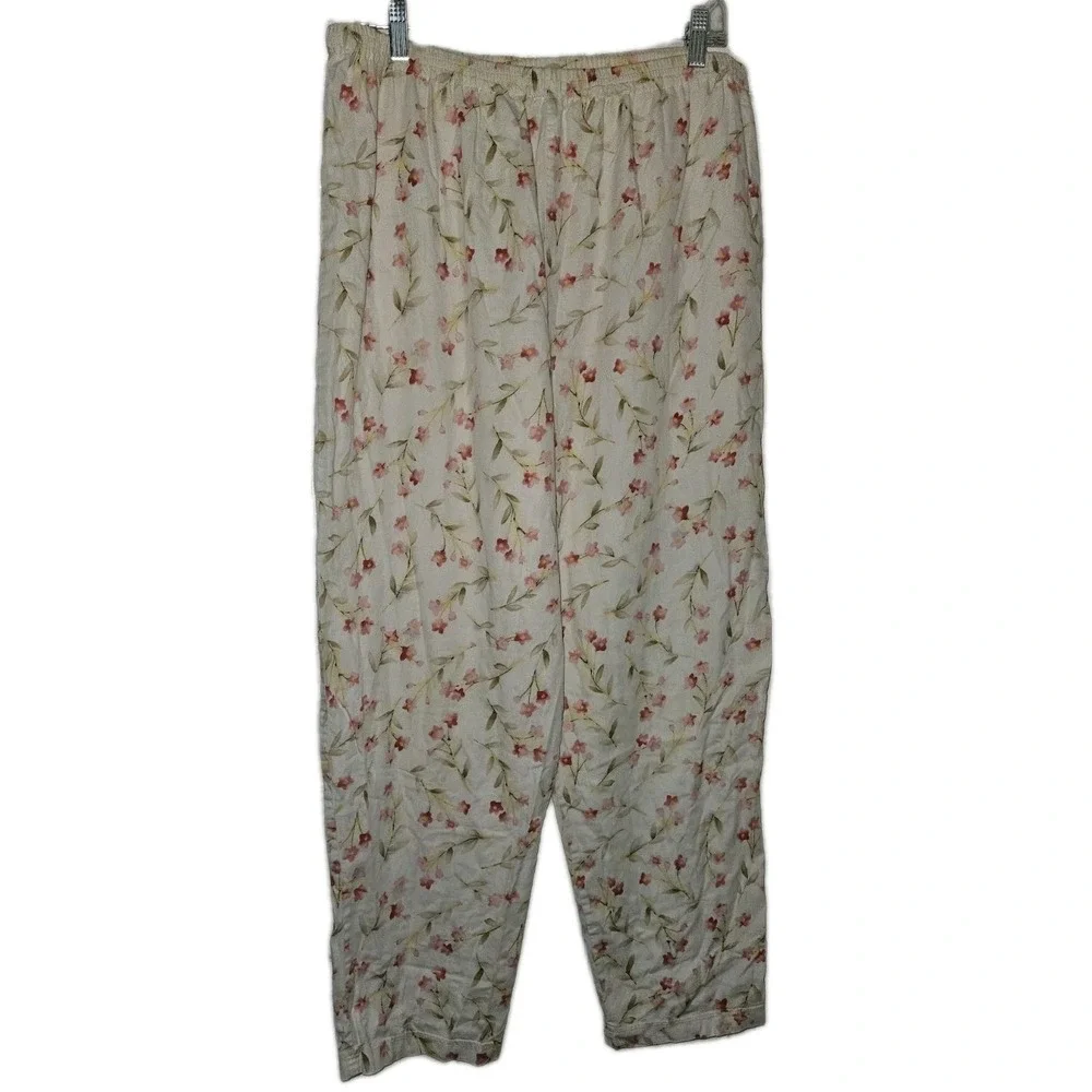 Garnet Hill Cotton 2-piece Cherry Blossom Pajama Set Long Sleeve Womens XL USA - Picture 3 of 6